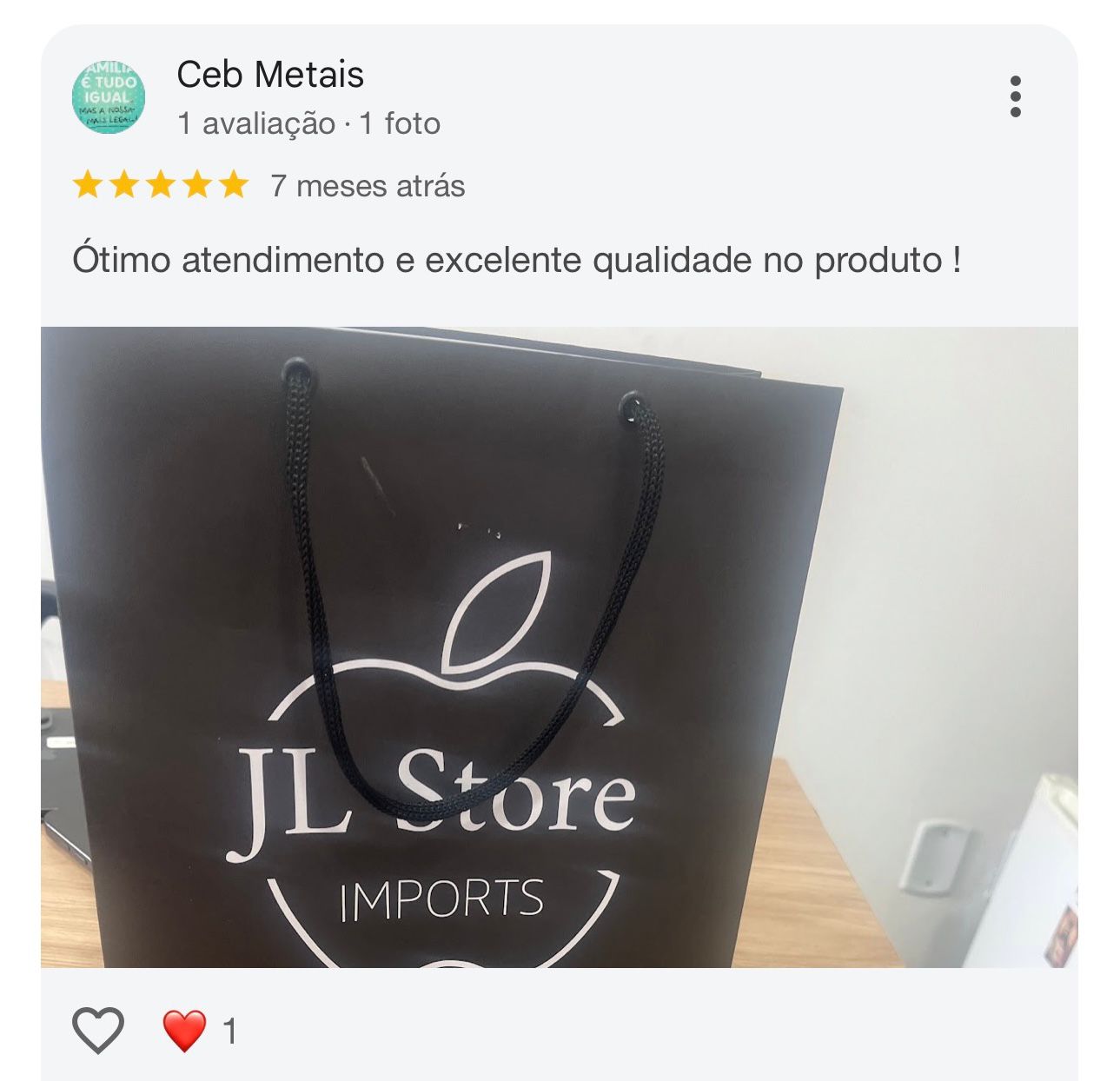Avaliação de Ceb Metais no Google: ótimo atendimento e excelente qualidade no produto.